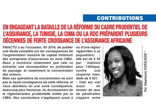 Réformes et pénétration de l’assurance en zone CIMA (Revue l’Assureur n°105)